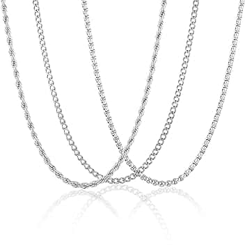 Esmoly 3 Pezzi Collana Uomo Catenina Necklace for Men Oro Argento Nero Acciaio Inossidabile Cuban Chain 45cm/50cm/55cm/60cm Regalo Uomo Ragazzo 2mm/3mm/4mm/5mm/6mm