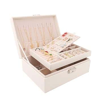 talifoca talifoca Porta Gioielli Donna, Cofanetto Portagioie Scatola Porta Gioielli da Viaggio con 2 Strati, Grande Gioielli Scatola Organizer per Anelli Bracciali Orecchini Collane