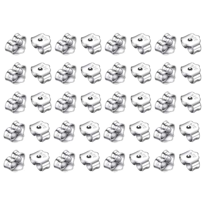 PLABBDPL PLABBDPL 20 Pezzi Chiusure per Orecchini Anallergici Tappo Orecchini Argento Sterling 925 Sicurezza Ferma Orecchino Farfalla per Pesanti Orecchini Gioielli Bianco K Tono