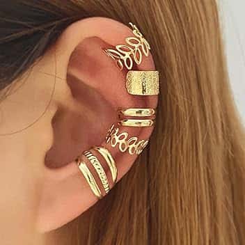 Generic Set di orecchini ear cuff diversi color oro