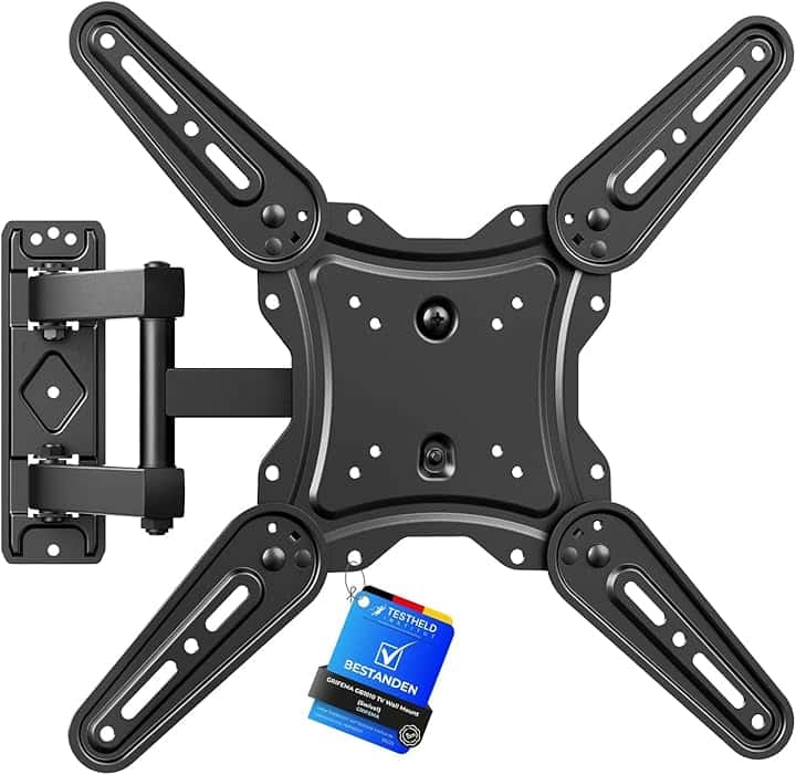 GRIFEMA GB1010 Supporto TV Parete per 26-65", Staffa TV con Braccio Girevole ed Estendibile, Fino a 35kg, VESA Max 400x400mm, Universale Porta TV da Parete, Nero Global Recycled Standard