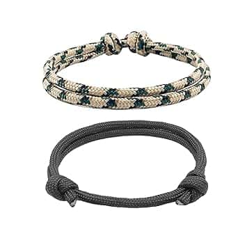 DHSBGWSX 2 cordini intrecciati, bracciale in paracord, cinturino multifunzione regolabile e alla moda, adatto per campeggio e alpinismo, Nylon