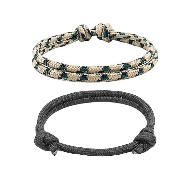 DHSBGWSX 2 cordini intrecciati, bracciale in paracord, cinturino multifunzione regolabile e alla moda, adatto per campeggio e alpinismo, Nylon