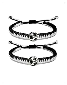 KONFEN Set di 1/2 Braccialetti da Calcio per Bambini, Braccialetti dell'Amicizia Regolabili, Braccialetto Intrecciato da Calcio Regolabile, Regalo di Football per Bambini Sportivi, Adolescenti