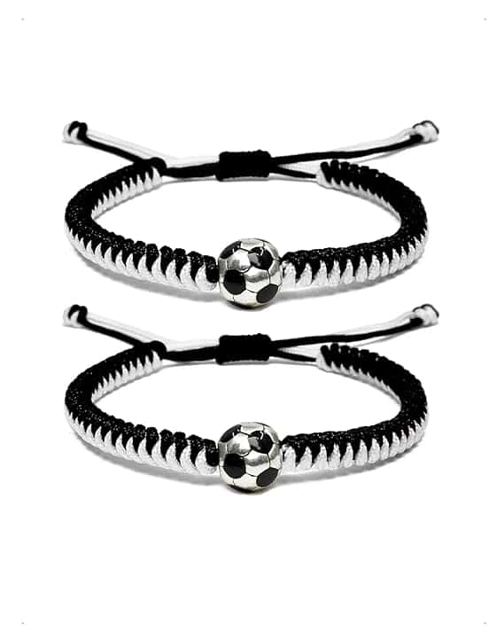 KONFEN Set di 1/2 Braccialetti da Calcio per Bambini, Braccialetti dell'Amicizia Regolabili, Braccialetto Intrecciato da Calcio Regolabile, Regalo di Football per Bambini Sportivi, Adolescenti