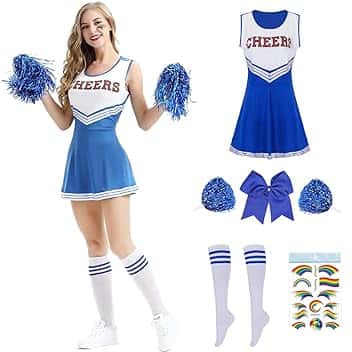 Costume da cheerleader, da donna, per adulti, da cheerleadering, per travestimento, carnevale, cosplay, Halloween