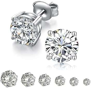 CUEMOON Orecchini Donna Uomo Diamante, Zirconia Cubica, Acciaio Inossidabile, Anallergici, Punti Luce, 3~8 mm Brillantini Diamante Orecchino