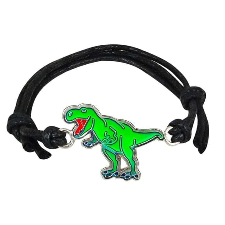FUN JEWELS Braccialetto fatto a mano con ciondolo a forma di dinosauro T-Rex, cambia colore, per ragazzi e ragazze