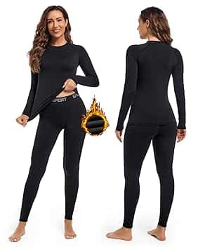 Intimo Termico Donna Invernale, Attivo Caldo Manica Lunga Maglia Termica e Pantaloni - Completo Tuta Termica Funzionale Set Termico Donna per Sci Ciclismo Corsa Allenamento