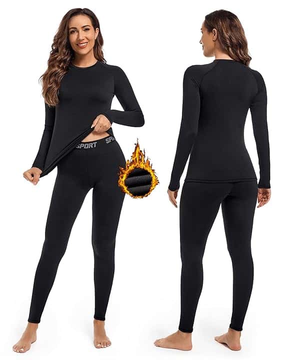 Intimo Termico Donna Invernale, Attivo Caldo Manica Lunga Maglia Termica e Pantaloni - Completo Tuta Termica Funzionale Set Termico Donna per Sci Ciclismo Corsa Allenamento