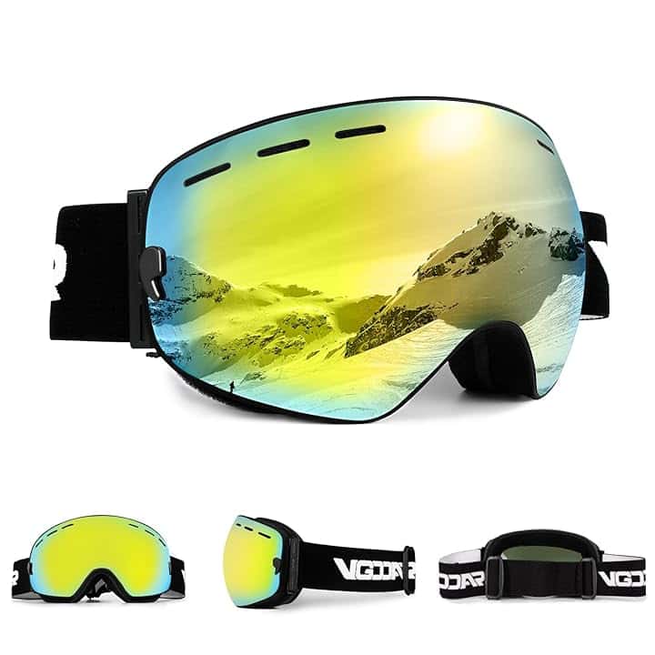 OTG Maschera da Sci, Occhiali da Sci Frameless con Doppia Lente Sferica Anti-nebbia, Maschere da Sci Snowboard 100% Protezione UV400 Per Uomo/Donna
