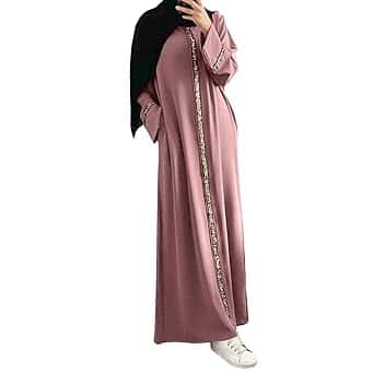 Abiti musulmani per le donne causale Plus Size Manica lunga Abaya Abito caftani Islamico Dubai Abiti Preghiera Thobe Dubai Outfit Flowy Maxi Abito da sera Robe Moschea Preghiera Ramadan Abbigliamento