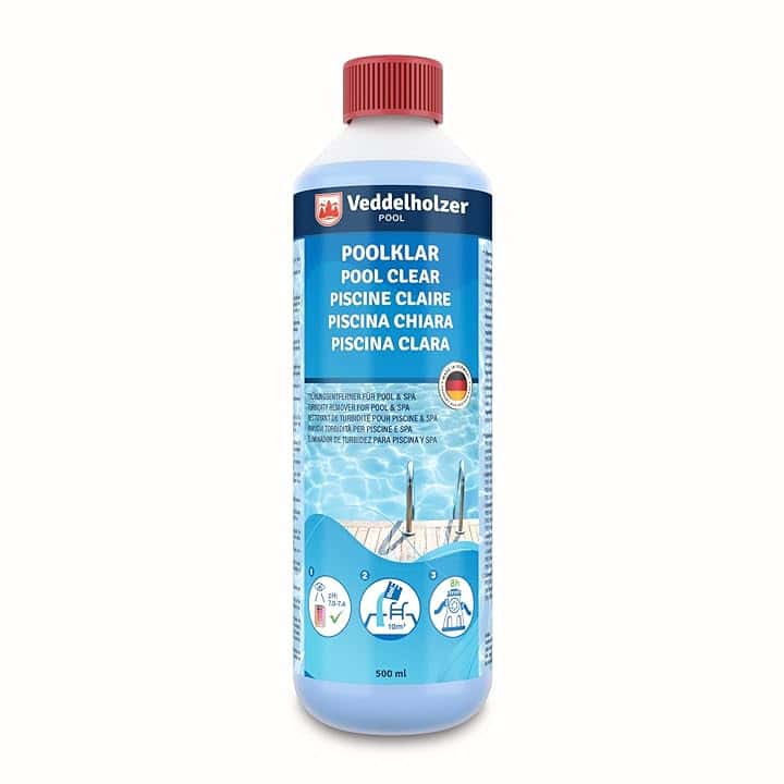 Veddelholzer 0,5 litri Pool Clear. Cristallino per piscina, idromassaggio e piscina per bambini. contro l'intorbidimento dell'acqua. Adatto a tutti i tipi di filtro e sistemi.