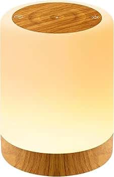 Auxmir Lampada da Comodino LED Touch, Luce Notturna senza Fili, 3000mAh Ricaricabile, Colori RGB, 5 Modalità, 5 Livelli di Luminosità, Funzione Timer, Abat Jour Comodino per Cameretta, Camera da letto Global Recycled Standard