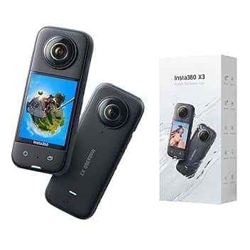 Insta360 X3, Action cam 360 con video HDR Active 360 5.7K, obiettivo singolo 4K, impermeabile, stabilizzazione FlowState, touchscreen da 2,29", editing con IA, per moto, sport invernali e video blog