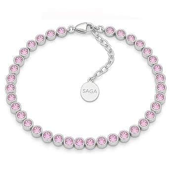 SAGA GIOIELLI Bracciale Tennis Unisex in Acciaio Inossidabile, Lunghezza 16,5+3 cm, Zirconi da 4 mm, Regolabile – Elegante e Resistente, Idea Regalo Uomo Donna