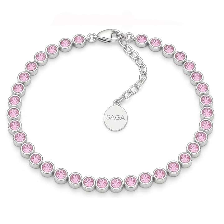 SAGA GIOIELLI Bracciale Tennis Unisex in Acciaio Inossidabile, Lunghezza 16,5+3 cm, Zirconi da 4 mm, Regolabile – Elegante e Resistente, Idea Regalo Uomo Donna