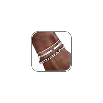 J.Fée Bracciali Uomo Set Bracciale Uomo Acciaio Cubana Braccialetto 316L Inossidabile Braccialetti, Ipoallergenico Sovrapponibili Gioielli Compleanno Regali