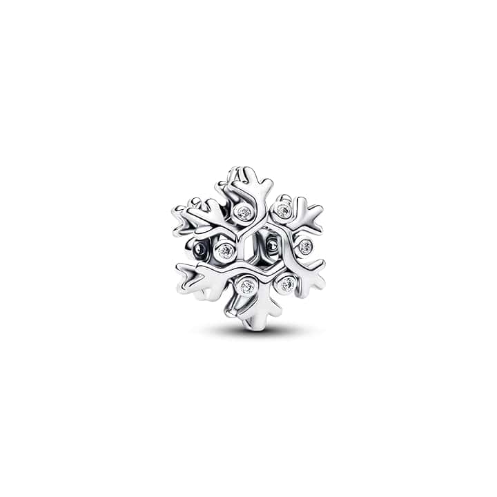 PANDORA Moments 794249C01 - Ciondolo a forma di fiocco di neve in argento sterling con zirconi, compatibile Moments