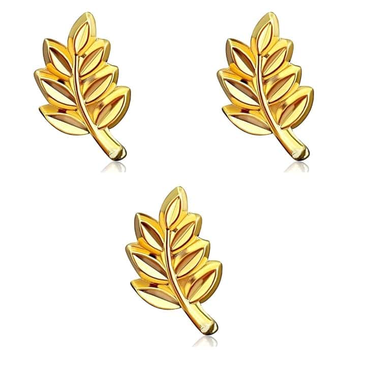 COOLMETALJACKET Pin's Acacia Franc-Massonerie - Set di 3 pezzi | Pins France Dorato Ramo d'Acacia | Gioiello 12 mm Simbolo Massonico, Placcato oro