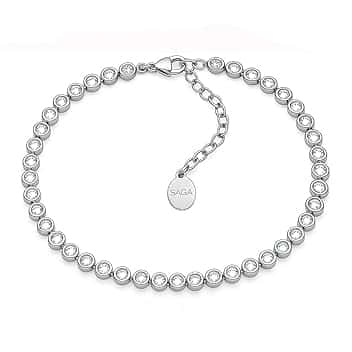 SAGA GIOIELLI Bracciale Tennis Unisex in Acciaio Inossidabile, Lunghezza 16,5+3 cm, Zirconi da 4 mm, Regolabile – Elegante e Resistente, Idea Regalo Uomo Donna