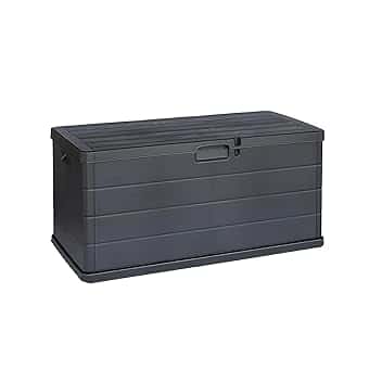 Maury's Baule Cassapanca 340 Litri Effetto Legno da Esterno: Ampio Spazio di Stoccaggio, in Resina Antracite, Dimensioni 118x59x56,5 h cm - Made in Italy