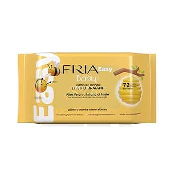 Fria Easy Baby Salviette per Cambio Pannolino, con Aloe Vera ed Estratto di Miele ad Effetto Idratante sulla Pelle, Dermatologicamente Testate, Confezione da 72 Salviette