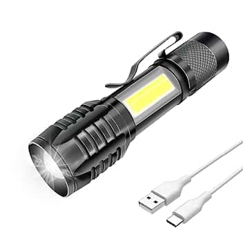 Mulin Torcia LED Ricaricabile, Potente Professionale, 3 modalità zoomabile, COB piccola Torcia Tascabile a LED con Magnete, IP5 Impermeabile Per Campeggio Militare, Escursioni, Emergenze|1000mA, 1PZ