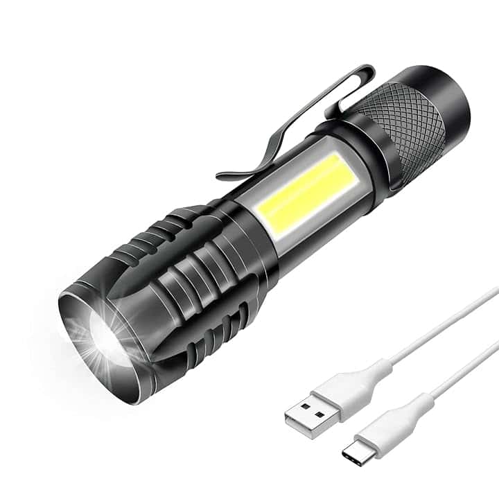 Mulin Torcia LED Ricaricabile, Potente Professionale, 3 modalità zoomabile, COB piccola Torcia Tascabile a LED con Magnete, IP5 Impermeabile Per Campeggio Militare, Escursioni, Emergenze|1000mA, 1PZ