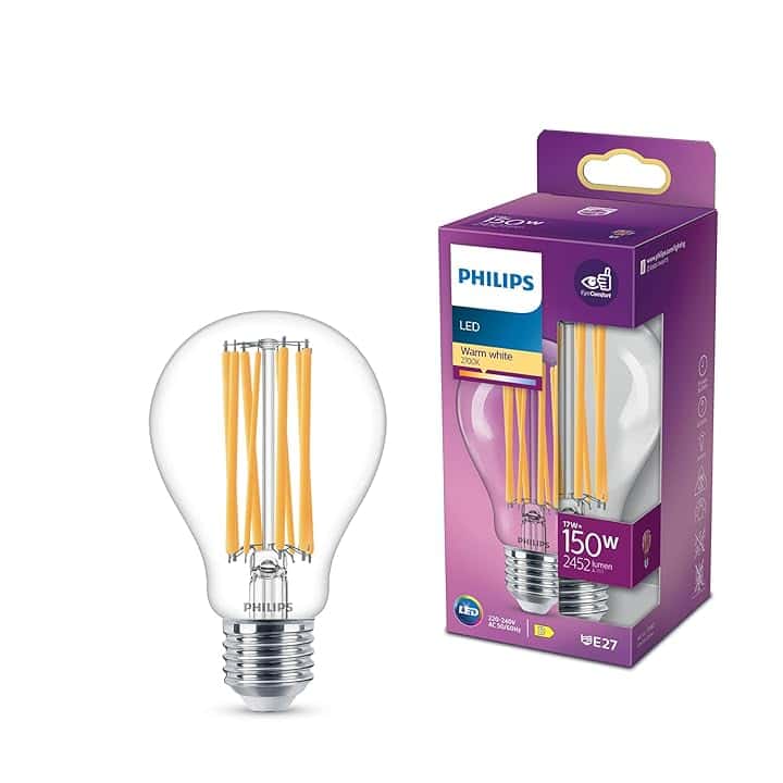 Philips LED Lampadina a Filamento, Equivalente A 150W, Attacco E27, Luce Bianca Calda