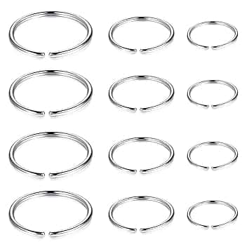 VICZON 12 Pezzi Anello Naso Finto con Cerchio in Acciaio Inossidabile, Setto Trago Cartilagine Orecchino Gioielli Faux 6/8/10mm