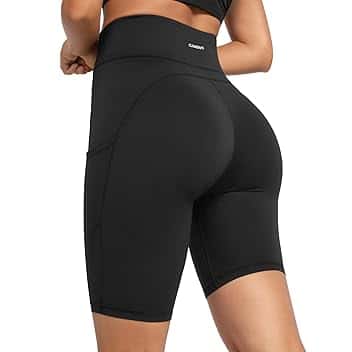 CAMBIVO Pantaloncini Sportivi Donna Vita Alta, Pantaloncini Palestra Leggins Push up Opachi, Yoga Shorts Leggings Corti Elasticizzati con 3 Tasche per Fitness Gym Running Pilates Ciclismo OEKO-TEX STANDARD 100