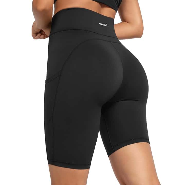CAMBIVO Pantaloncini Sportivi Donna Vita Alta, Pantaloncini Palestra Leggins Push up Opachi, Yoga Shorts Leggings Corti Elasticizzati con 3 Tasche per Fitness Gym Running Pilates Ciclismo OEKO-TEX STANDARD 100