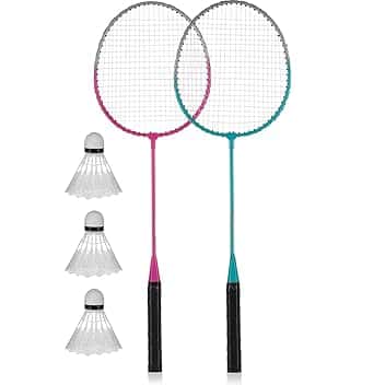 Set badminton completo 2 racchette 3 volani kit racchetta badminton principianti bambinin e adulti colori random