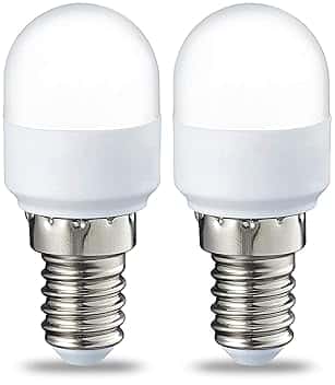 Amazon Basics Confezione da 2 lampadine LED E14 T25 per frigorifero, 1.7 W (sostituisce quella da 15 W), luce bianca calda, non dimmerabili