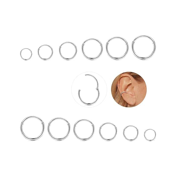 YADOCA 12 Pezzi Piercing Naso in Acciaio Chirurgico Setto Piercing 16G Anello Segmento Body Piercing Naso Cerchio Anelli per Labbro Cartilagine Conchiglia Orecchini Elica per Donne Uomini 6-16mm ClimeCo Certified