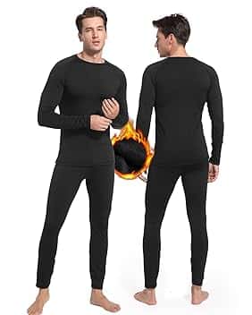 Intimo Termico Uomo Invernale, Manica Lunga Maglia Termica e Pantaloni - Attivo Caldo Completo Tuta Termica Funzionale Set Termico Uomo per Sci Ciclismo Corsa Allenamento