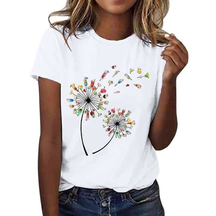 Generico Maglietta Donna Manica Corta Classica Girocollo Firmate Casual Magliette Estive Elegante Taglie Forti Bianca Tee Top Curvy Cotone Basic Maglia Comoda Manica Corta Vintage Larghe Tee Bluse