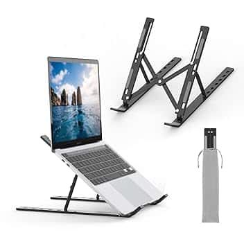 GRIFEMA GB1054B Supporto PC Portatile, Alluminio, Antiscivolo, Regolabile a 6 Angolazioni, Laptop Stand Compatibile con Laptop da 10-17,3 Pollici e Tablet - Nero Global Recycled Standard