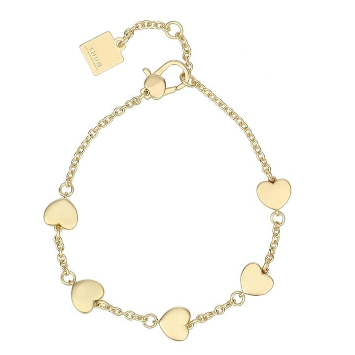 THUN THUN - Bracciale con cinque cuori - metallo, vetro, resina - Collezione Dedicato a te - 16 + 3 cm