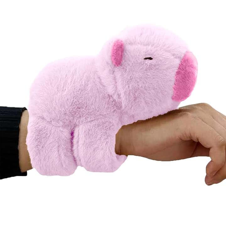 MUYAPAY MUYAPAY Capybara Slap Braccialetti per Bambini, Peluche di Capibara Bracciali Huggers, per Natale, Feste di Compleanno (Rosa)