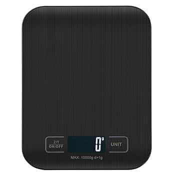 Bilancia Da Cucina Digitale, 10 kg, Bilancia Elettronica In Acciaio Inox, Elegante Bilancia Alimentare Ultra Sottile, Bilancia Elettronica Per Casa e Cucina Con Display Lcd, Funzione Tara (Nero)