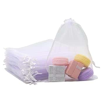 JRSHIRLEYLTD JRSHIRLEYLTD Sacchetti di organza bianchi, 50 pezzi, 15 x 20 cm, con coulisse, per gioielli, dolci, nozze