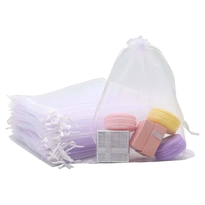 JRSHIRLEYLTD JRSHIRLEYLTD Sacchetti di organza bianchi, 50 pezzi, 15 x 20 cm, con coulisse, per gioielli, dolci, nozze