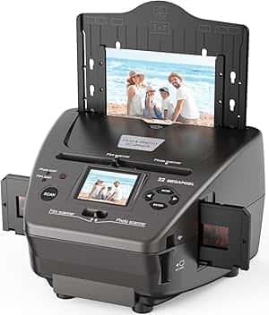 Scanner per foto LCD da 22 MP, 2,4", scanner per diapositive e negativi, converte negativi da 35 mm/135 mm, diapositive e biglietti da visita in formato JPEG digitale, USB, scheda SD da 4 GB
