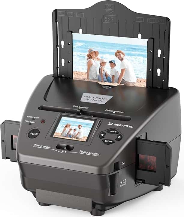Scanner per foto LCD da 22 MP, 2,4", scanner per diapositive e negativi, converte negativi da 35 mm/135 mm, diapositive e biglietti da visita in formato JPEG digitale, USB, scheda SD da 4 GB
