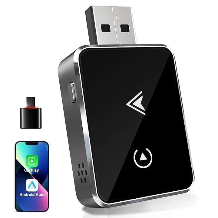 Adattatore Wireless 2-in-1 per CarPlay & Android Auto – Upgrade 2025, Adattatore USB/Type-C senza fili, Connessione Veloce e Stabile senza Ritardi, Compatibile con iOS 10+ e Android 11+