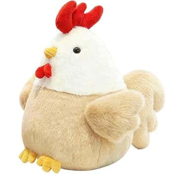 Peluche di pollo di colore chiaro, bambola di peluche di animali, decorazione di peluche, un regalo magico per ragazzi e amici, perfetto come decorazione della stanza e compagno di tutti i