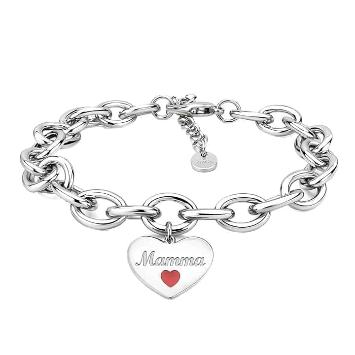 SAGA GIOIELLI Bracciale Donna Catena Acciaio Cuore Regalo Festa Della Mamma