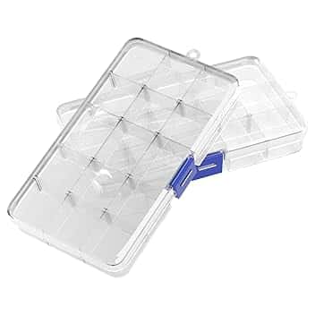Oulesvte Oulesvte 2 Pezzi Scatole per Gioielli in Plastica, Scatola con 15 Scomparti in Plastica, Trasparenti Scatola con Divisori Per Riporre Viti, Orecchini, Perline, Materiale da Ufficio Ordinato